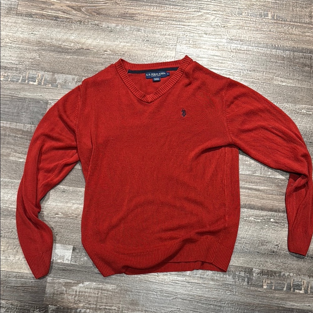 U.S. Polo Assn. Red V-Neck Sweater
